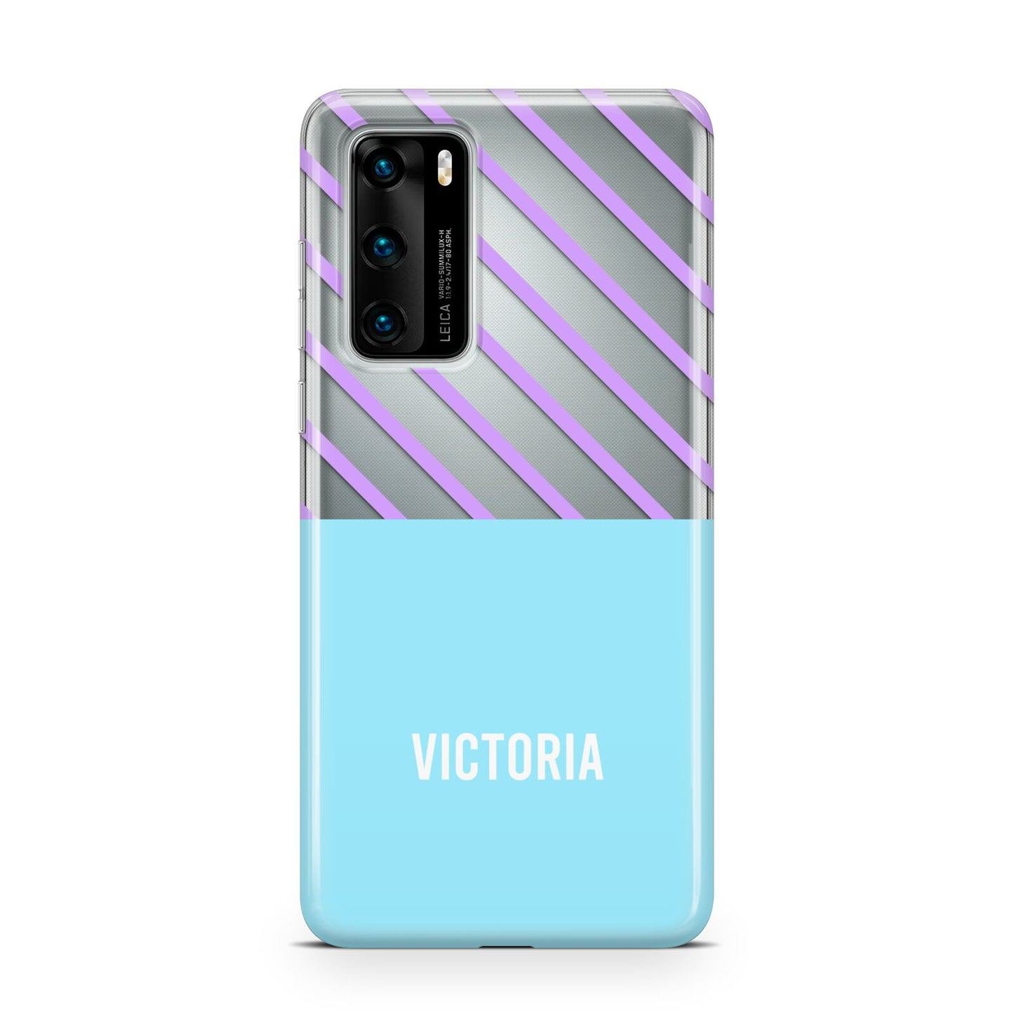 Personalised Blue Purple Stripes Huawei P40 Phone Case