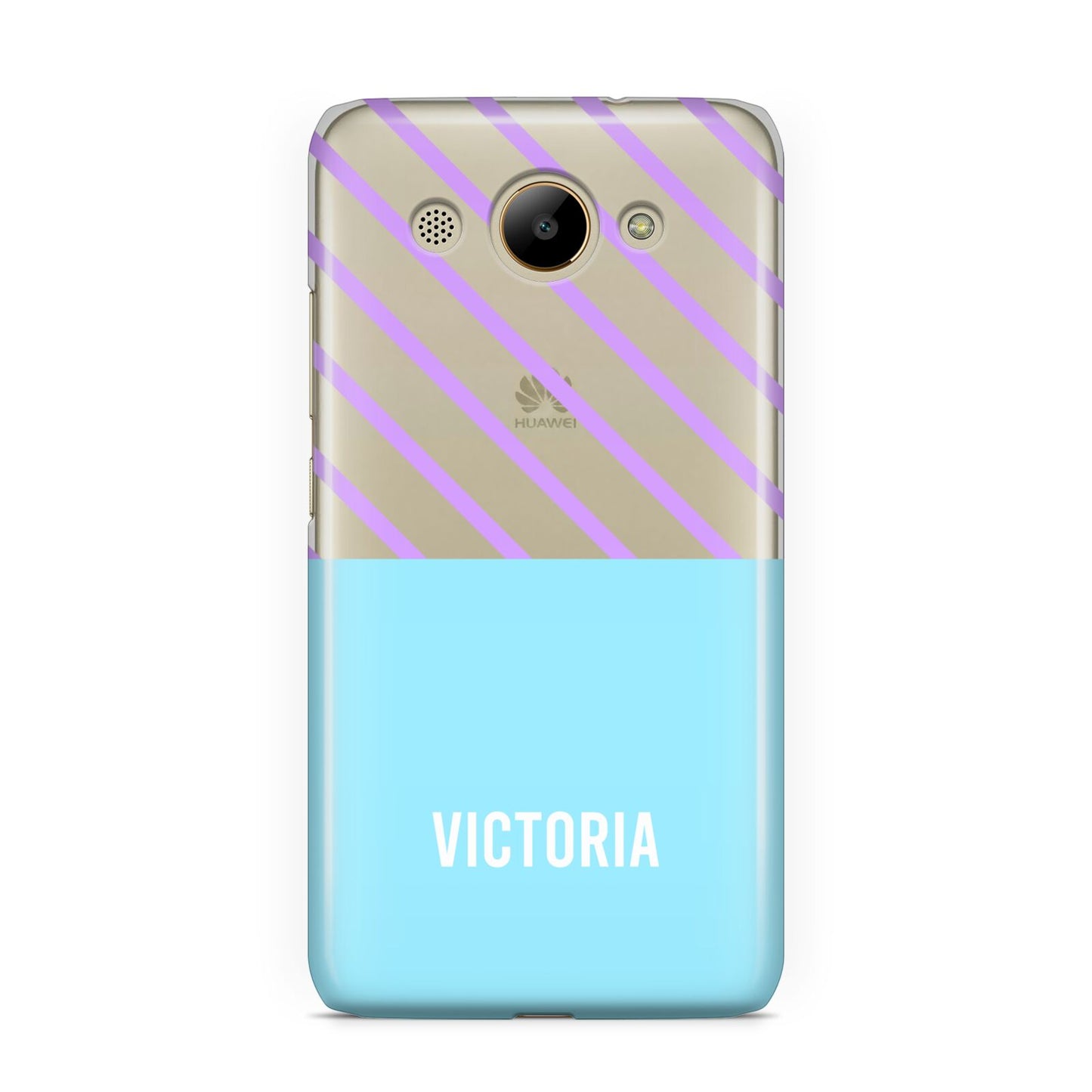 Personalised Blue Purple Stripes Huawei Y3 2017