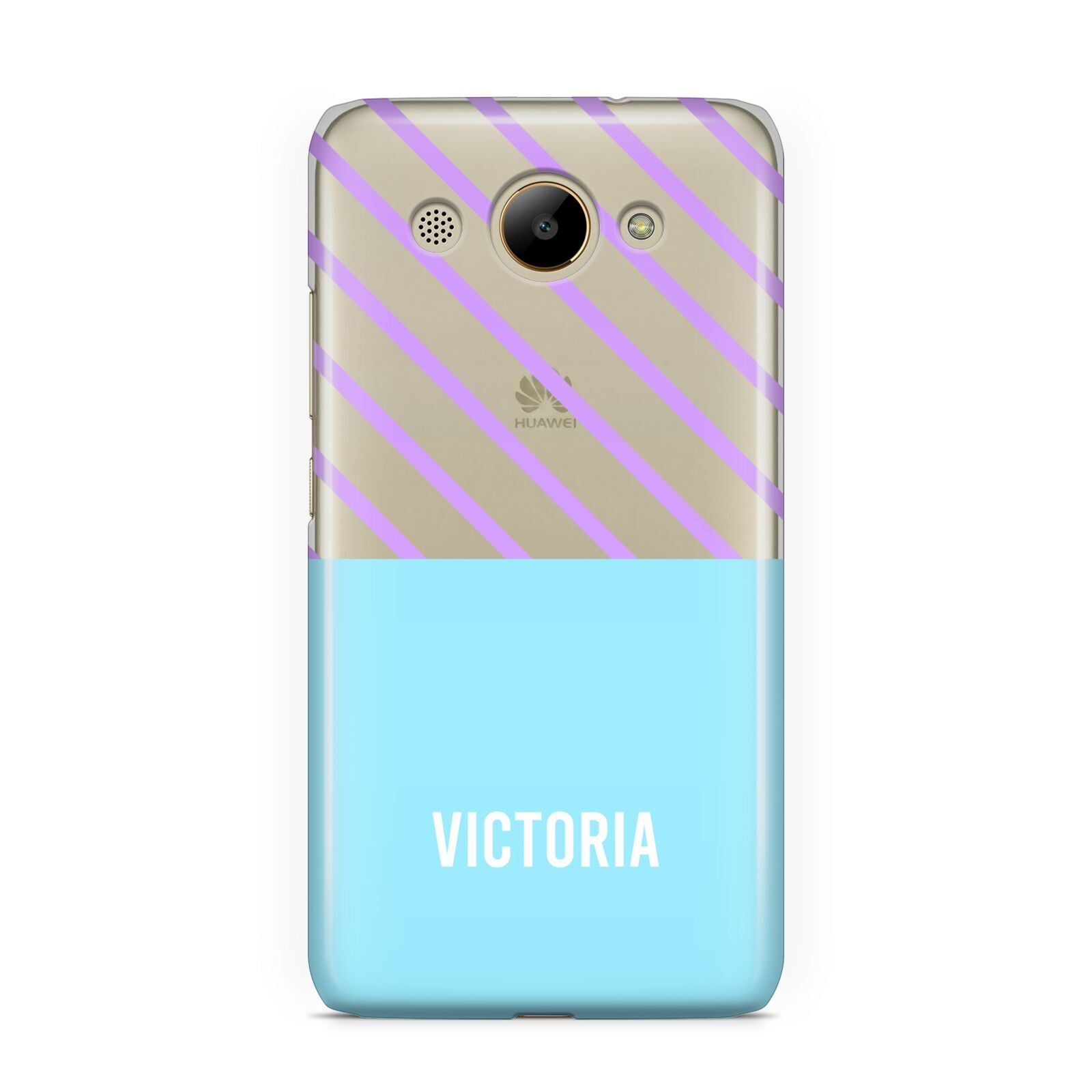 Personalised Blue Purple Stripes Huawei Y3 2017