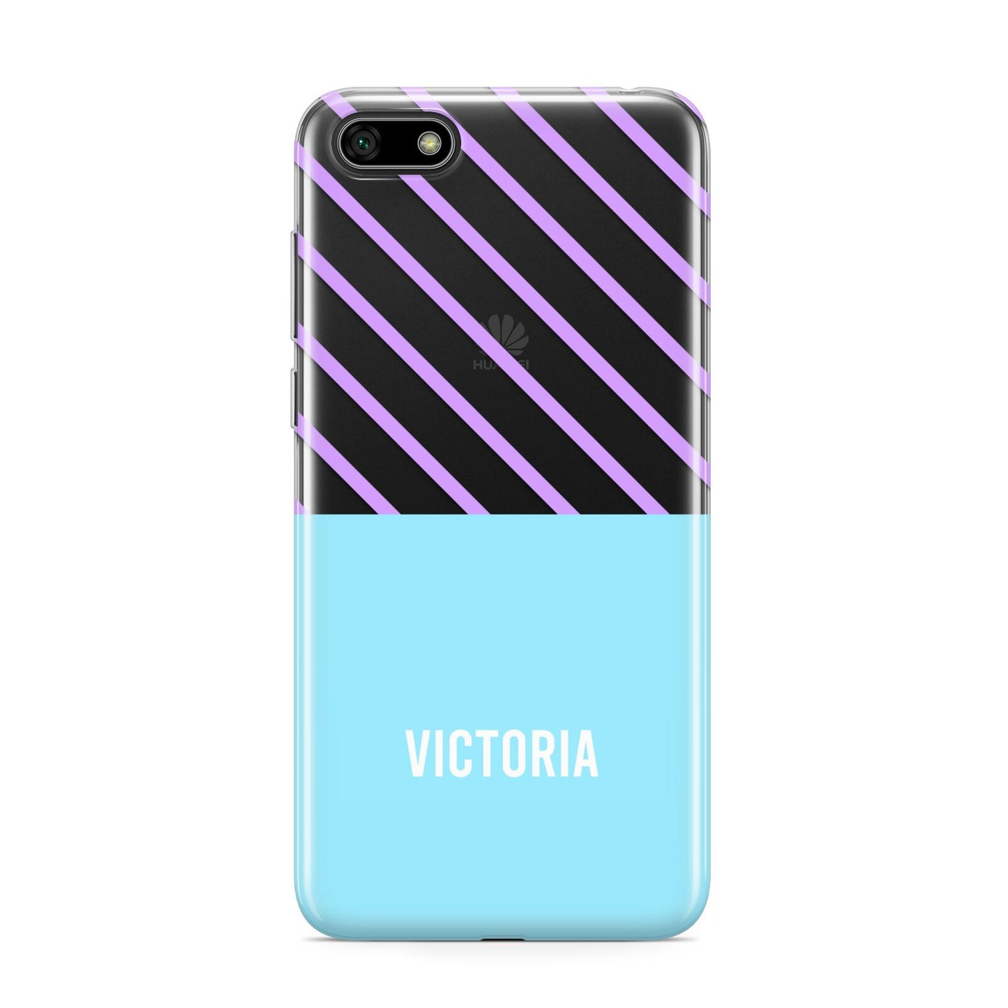 Personalised Blue Purple Stripes Huawei Y5 Prime 2018 Phone Case