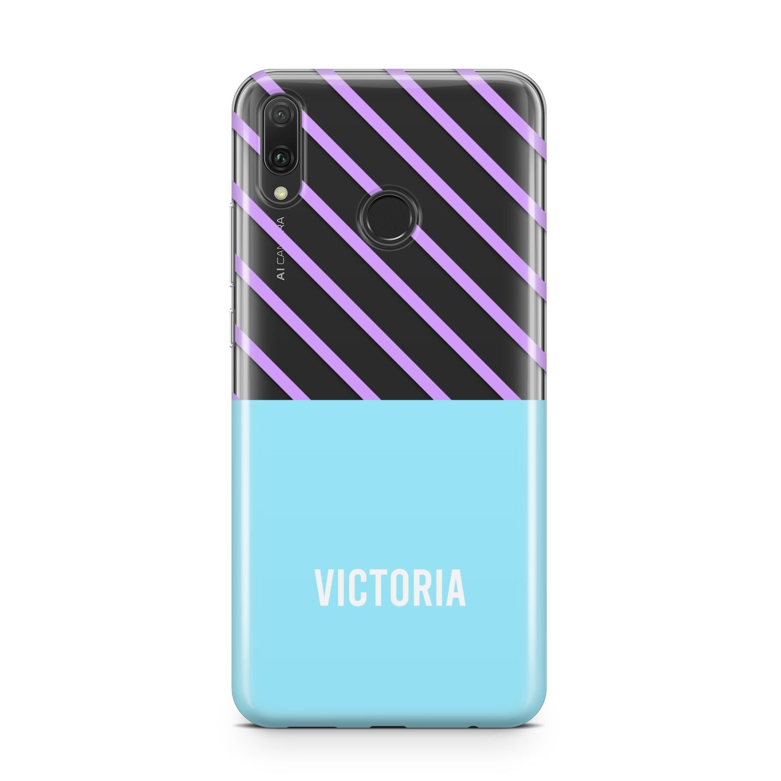 Personalised Blue Purple Stripes Huawei Y9 2019