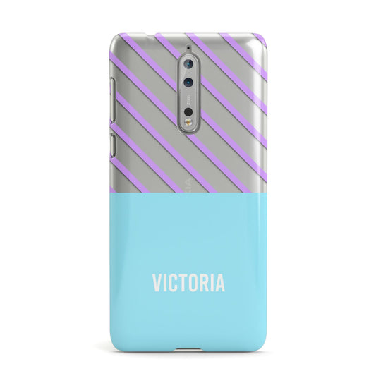 Personalised Blue Purple Stripes Nokia Case