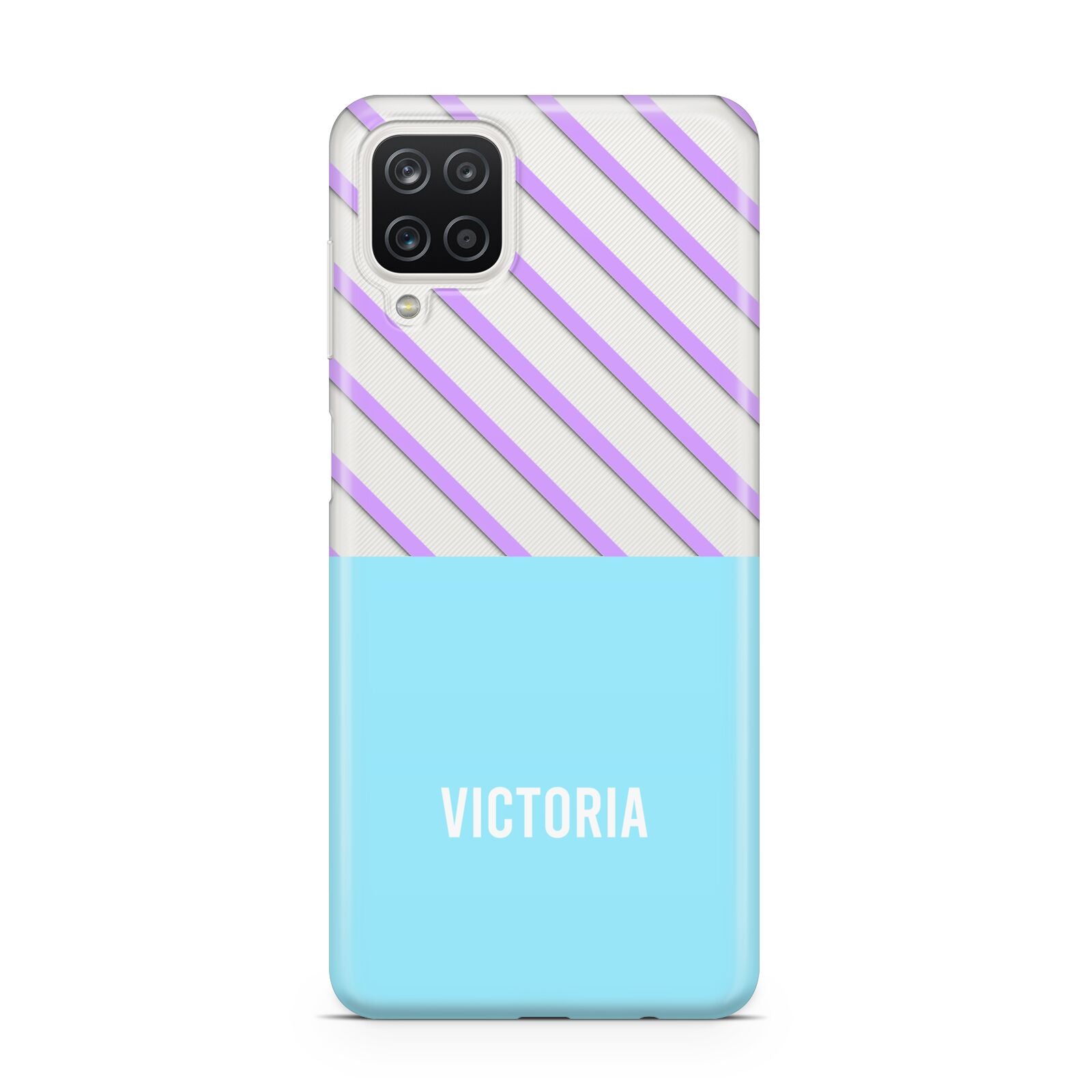 Personalised Blue Purple Stripes Samsung A12 Case