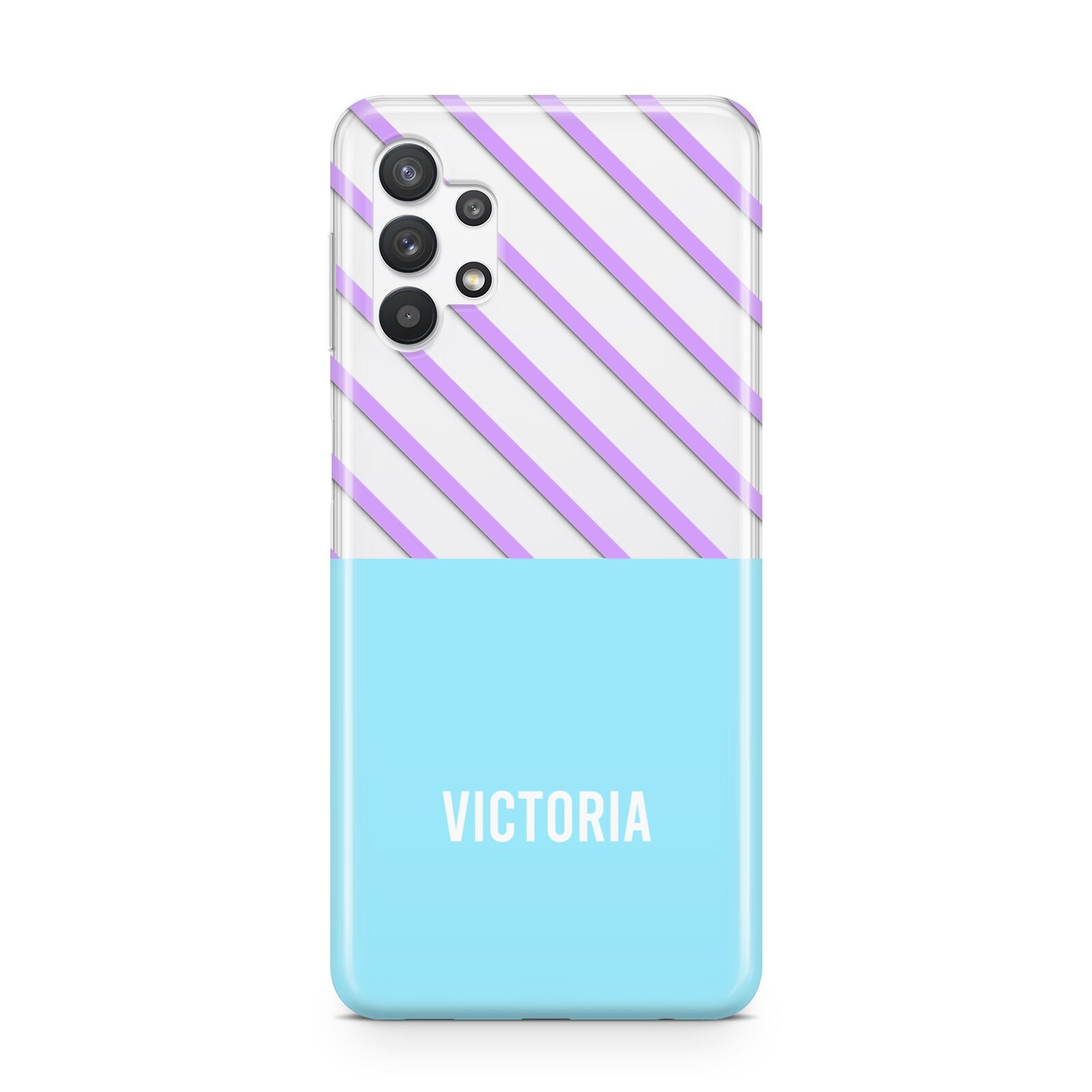 Personalised Blue Purple Stripes Samsung A32 5G Case