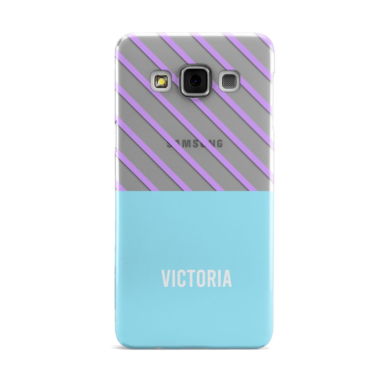 Personalised Blue Purple Stripes Samsung Galaxy A3 Case