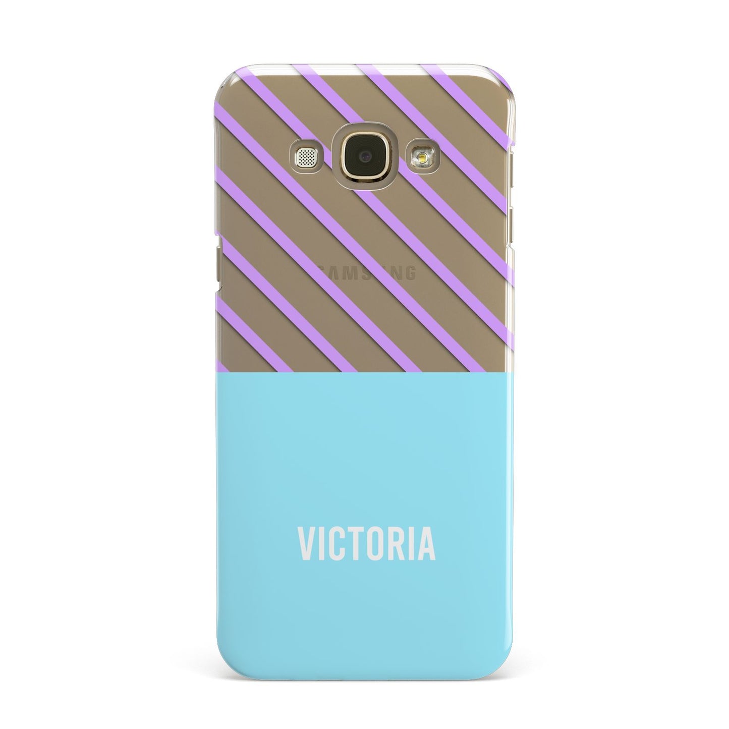 Personalised Blue Purple Stripes Samsung Galaxy A8 Case