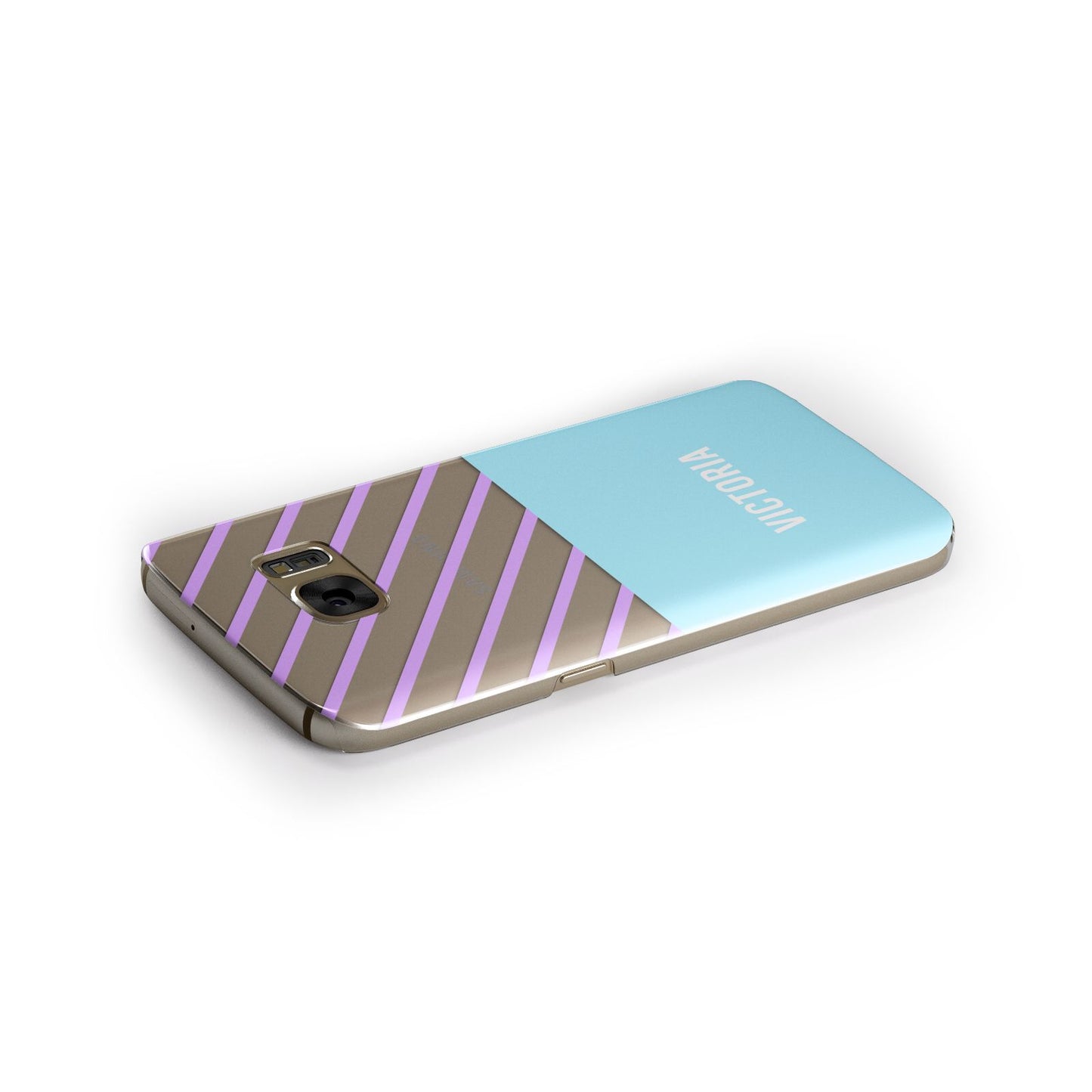 Personalised Blue Purple Stripes Samsung Galaxy Case Side Close Up