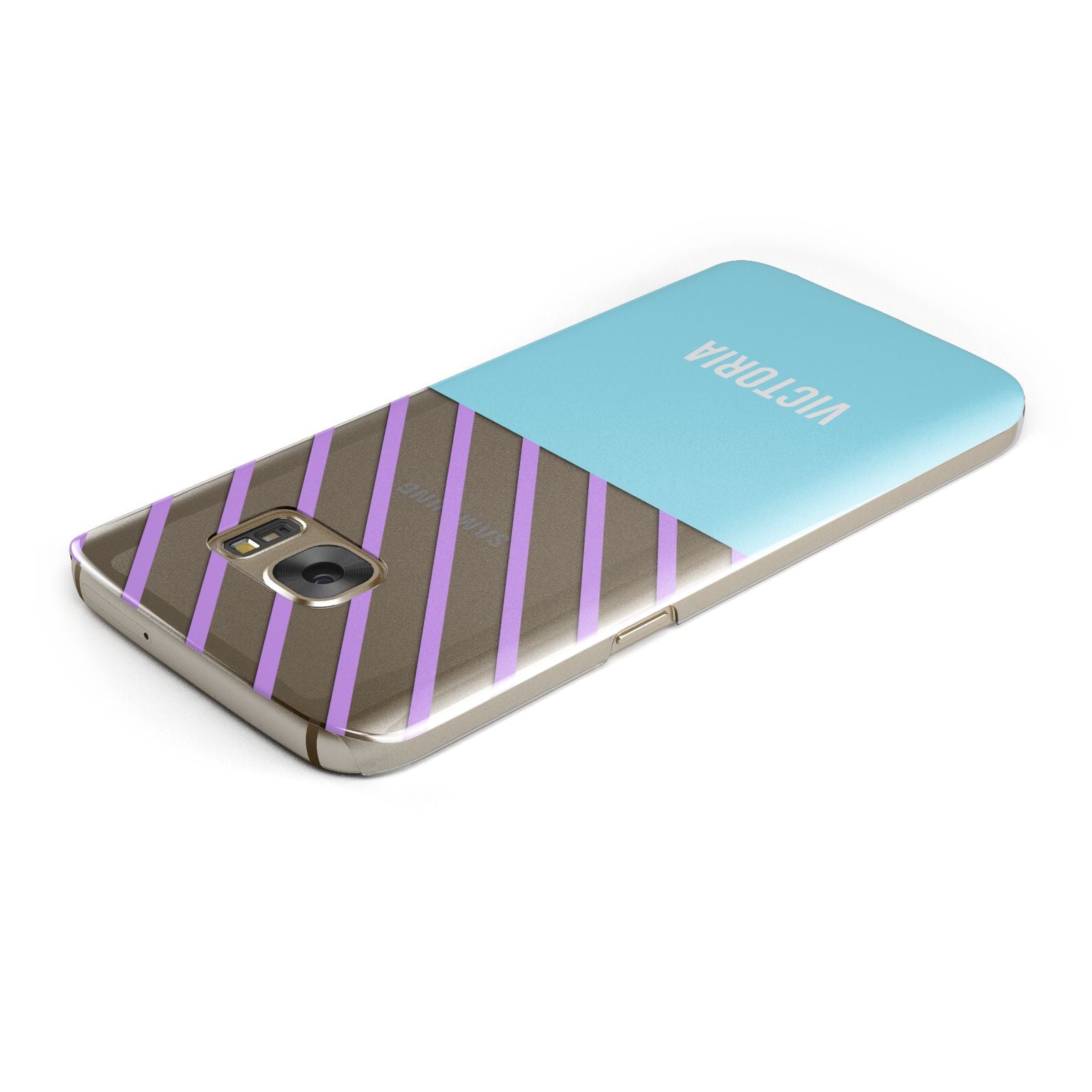 Personalised Blue Purple Stripes Samsung Galaxy Case Top Cutout