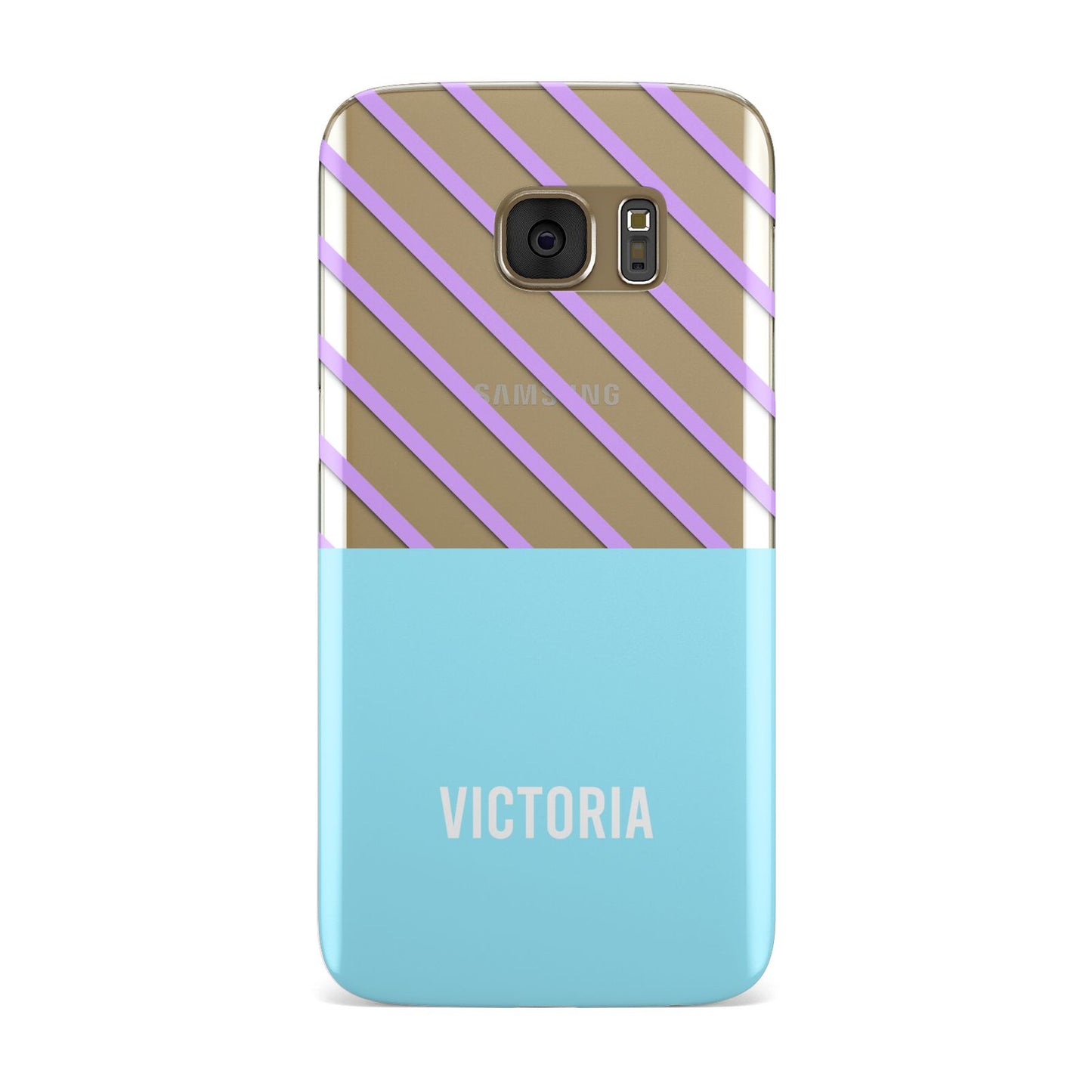 Personalised Blue Purple Stripes Samsung Galaxy Case