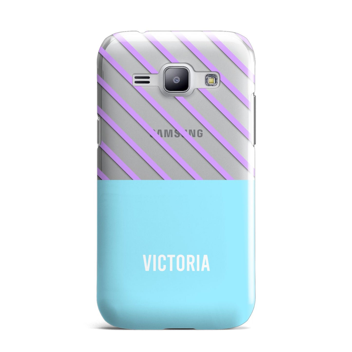 Personalised Blue Purple Stripes Samsung Galaxy J1 2015 Case