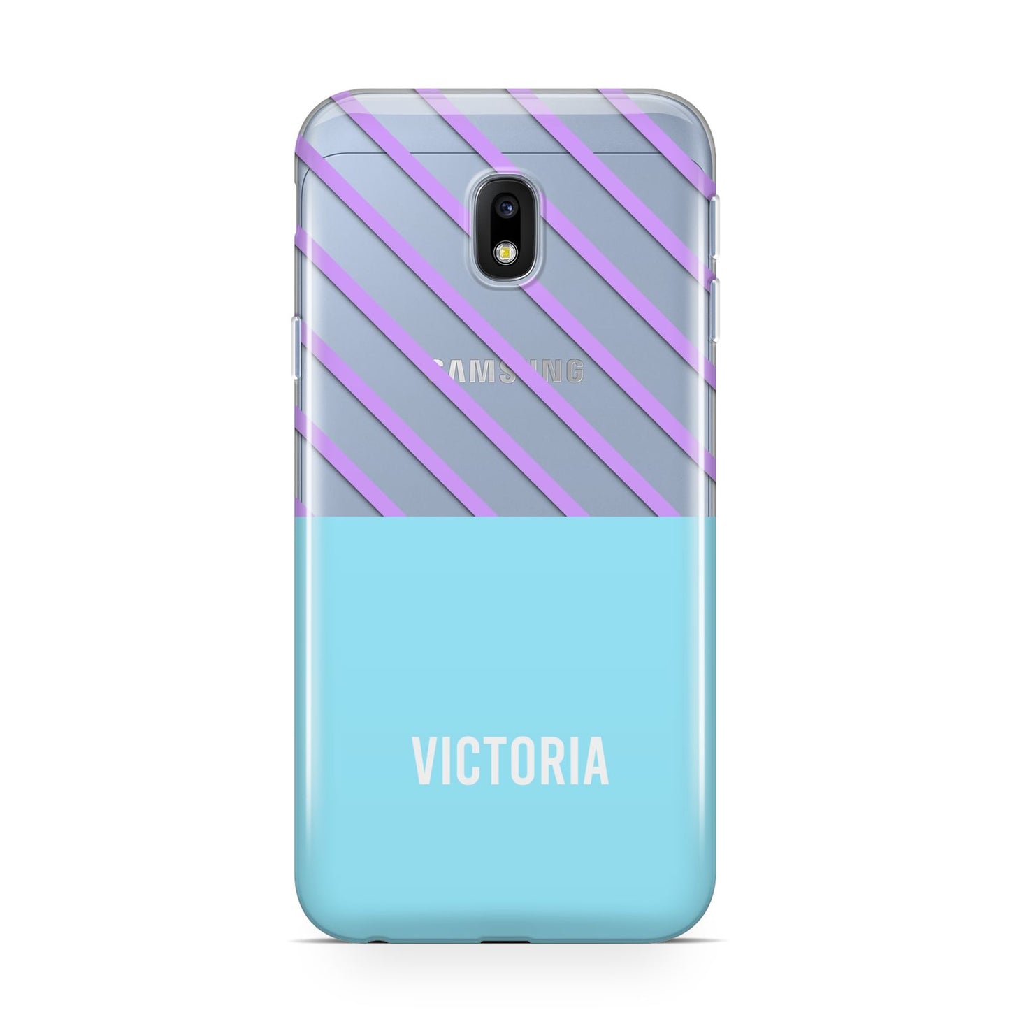 Personalised Blue Purple Stripes Samsung Galaxy J3 2017 Case