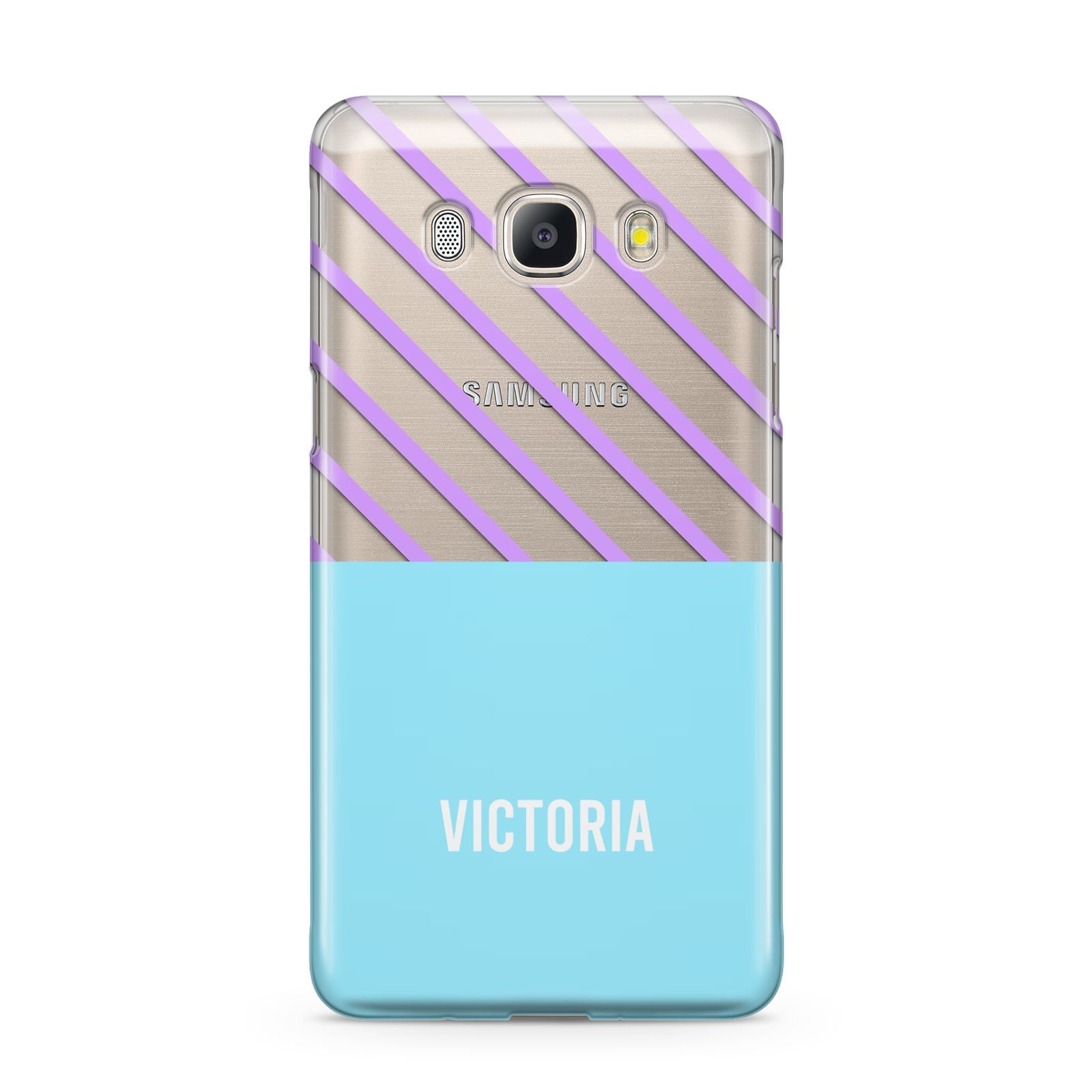 Personalised Blue Purple Stripes Samsung Galaxy J5 2016 Case