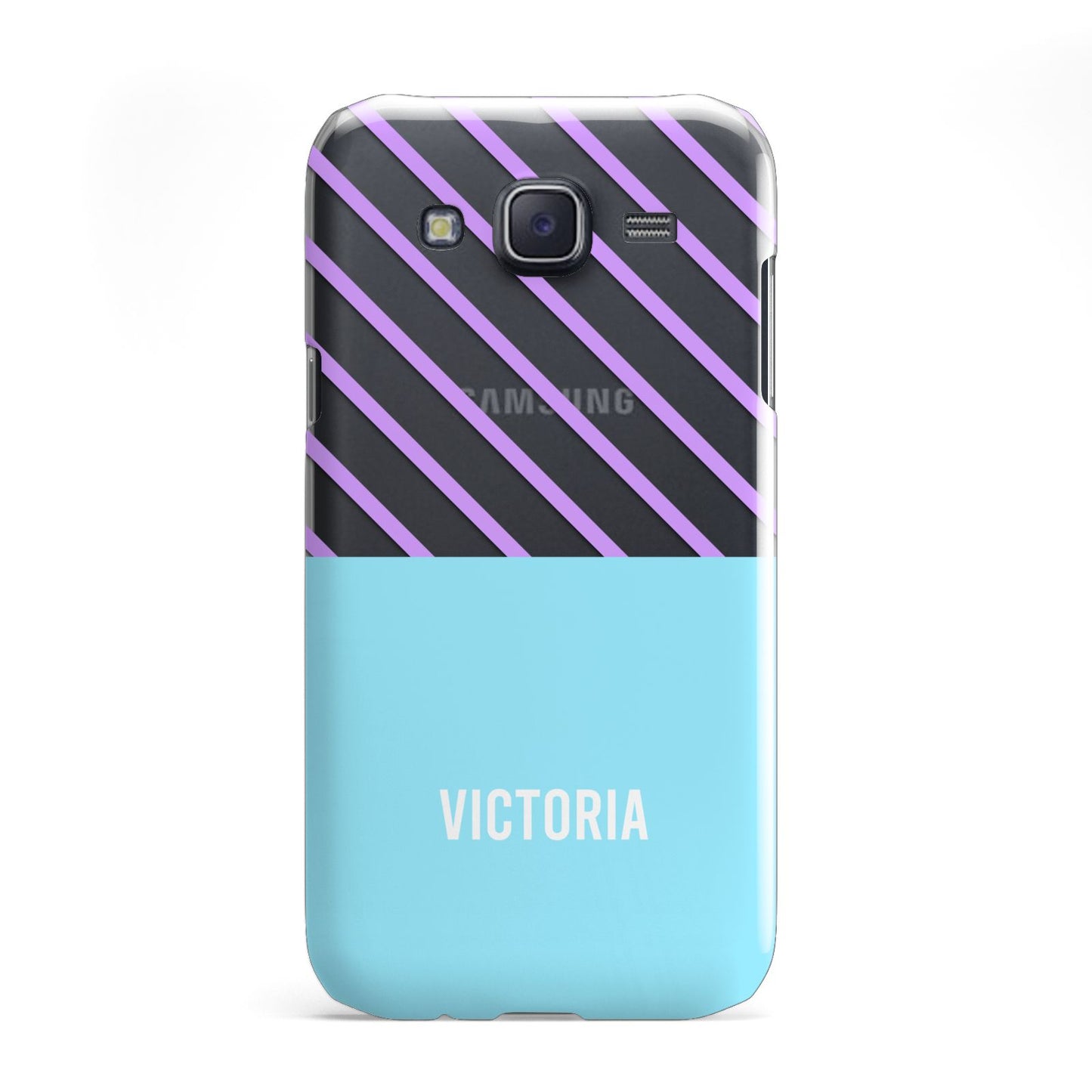 Personalised Blue Purple Stripes Samsung Galaxy J5 Case