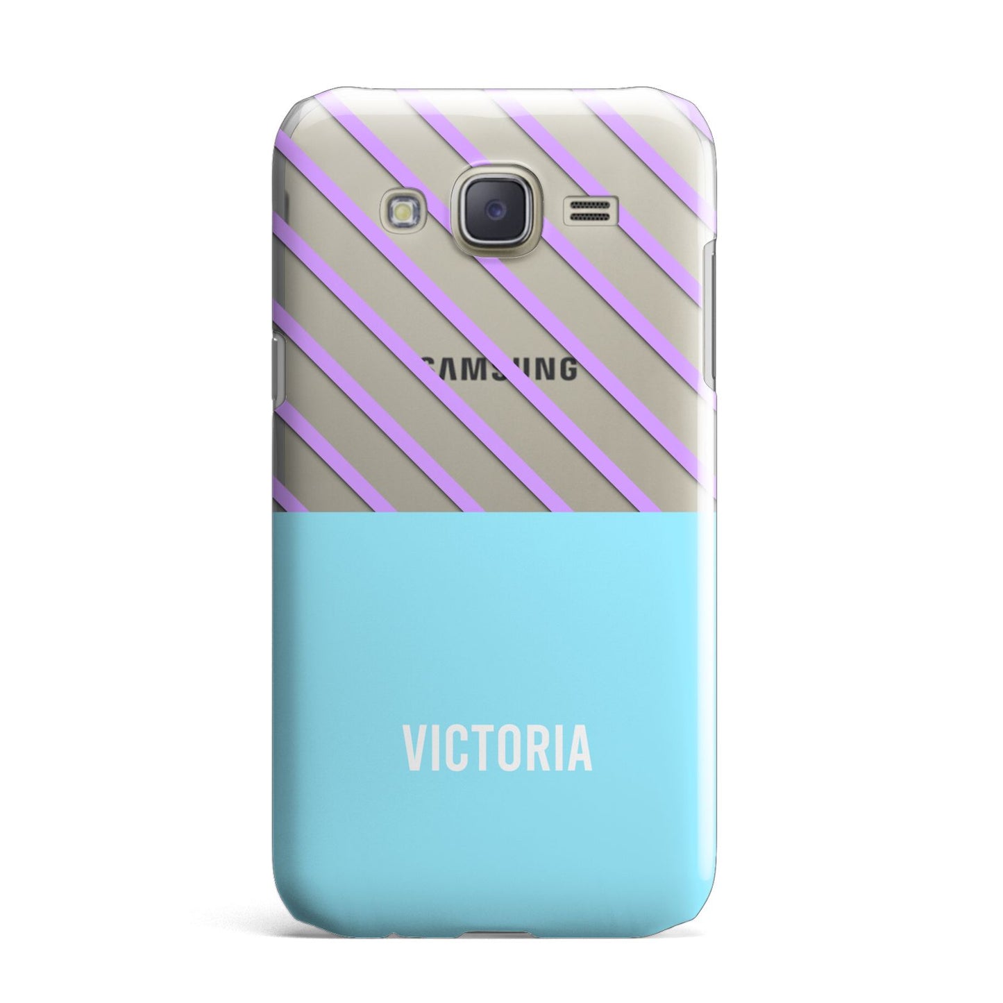 Personalised Blue Purple Stripes Samsung Galaxy J7 Case