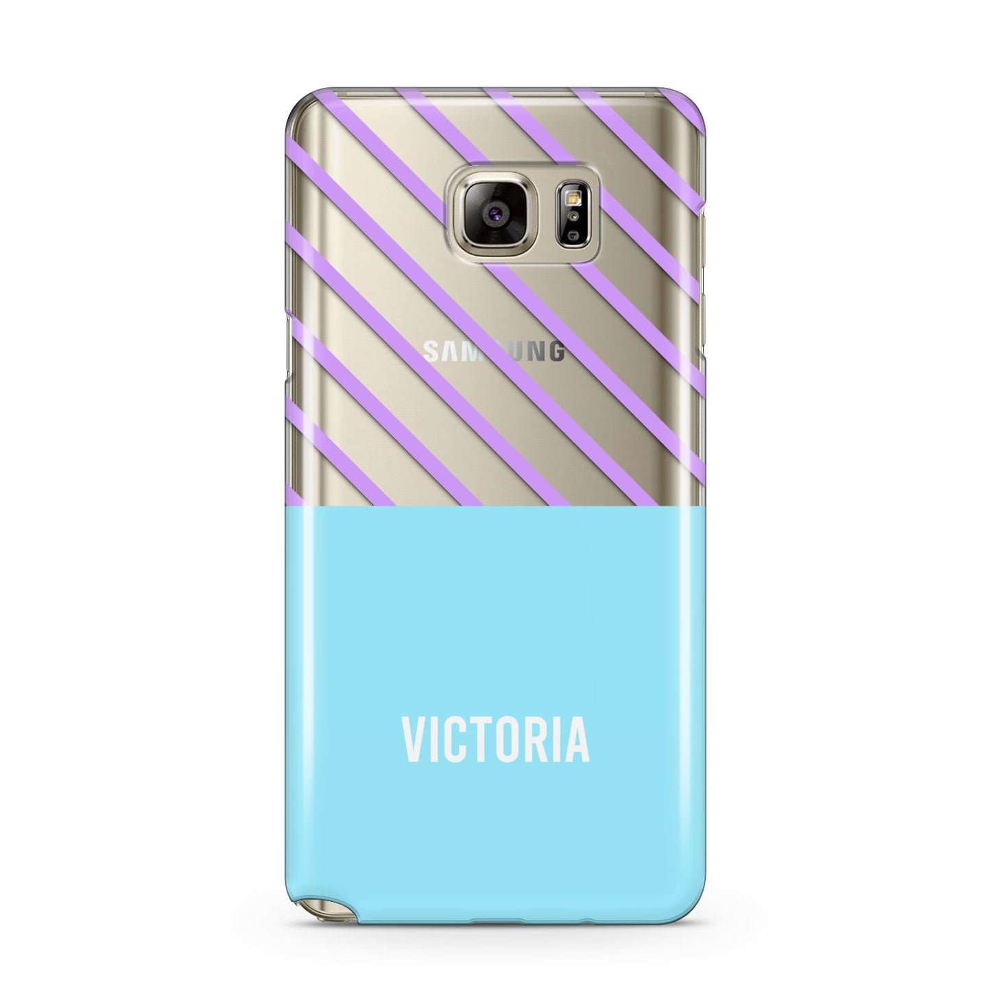 Personalised Blue Purple Stripes Samsung Galaxy Note 5 Case