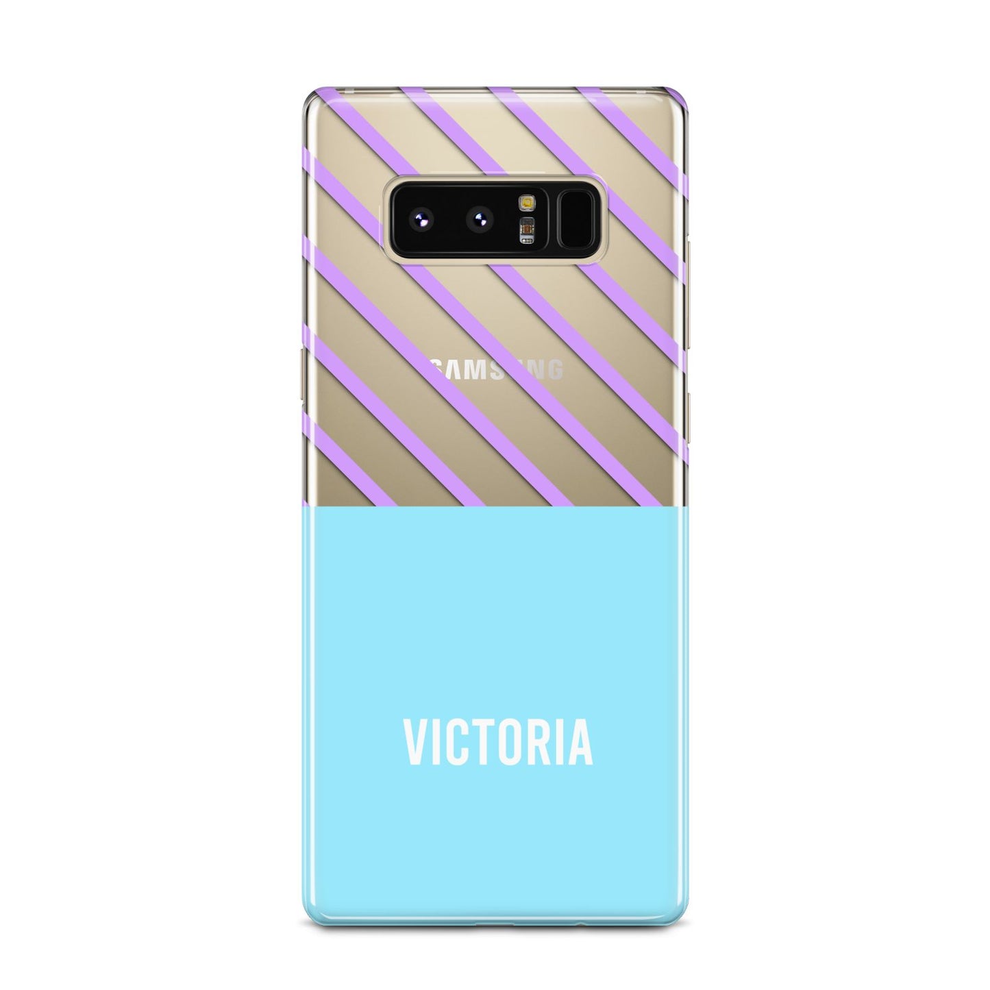 Personalised Blue Purple Stripes Samsung Galaxy Note 8 Case