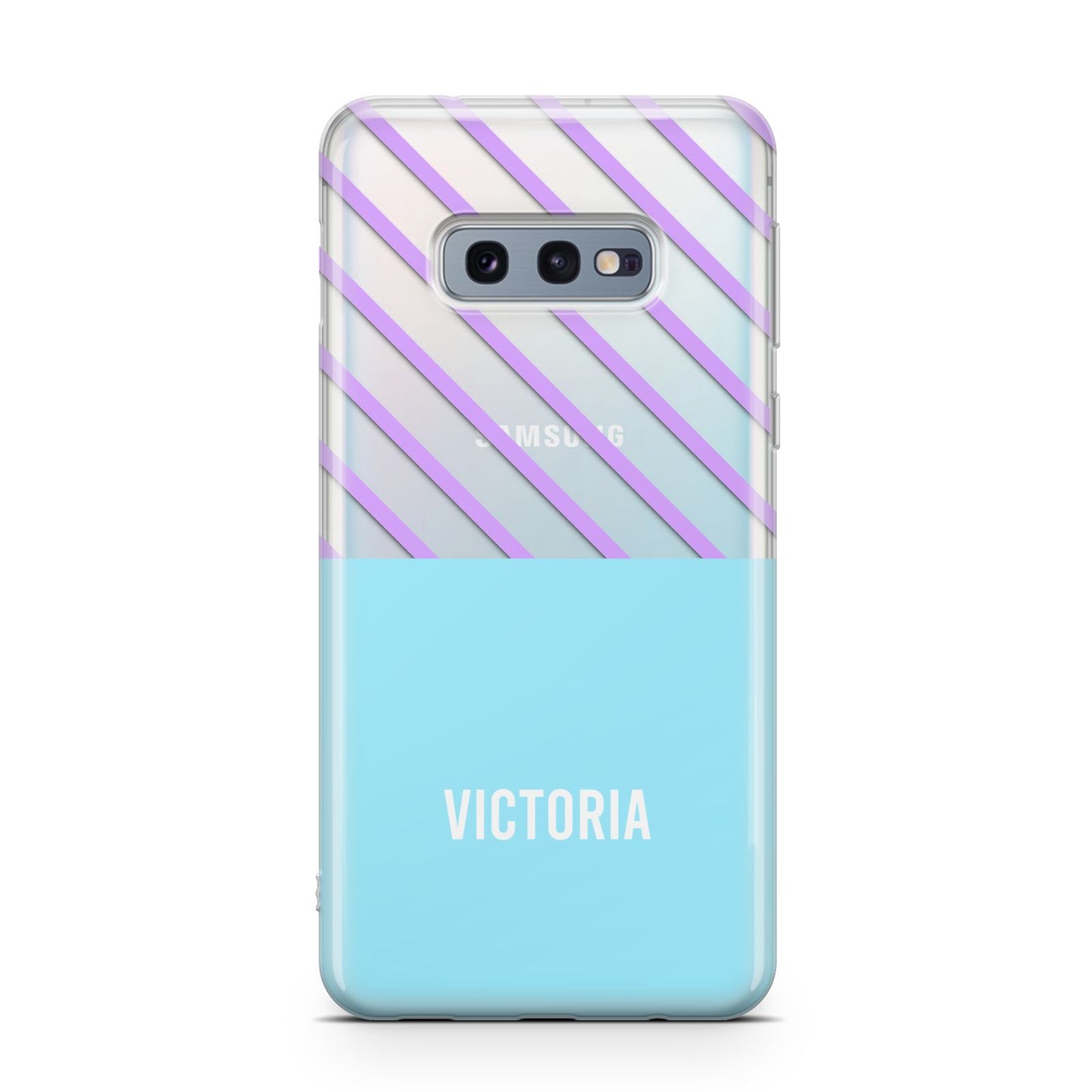 Personalised Blue Purple Stripes Samsung Galaxy S10E Case