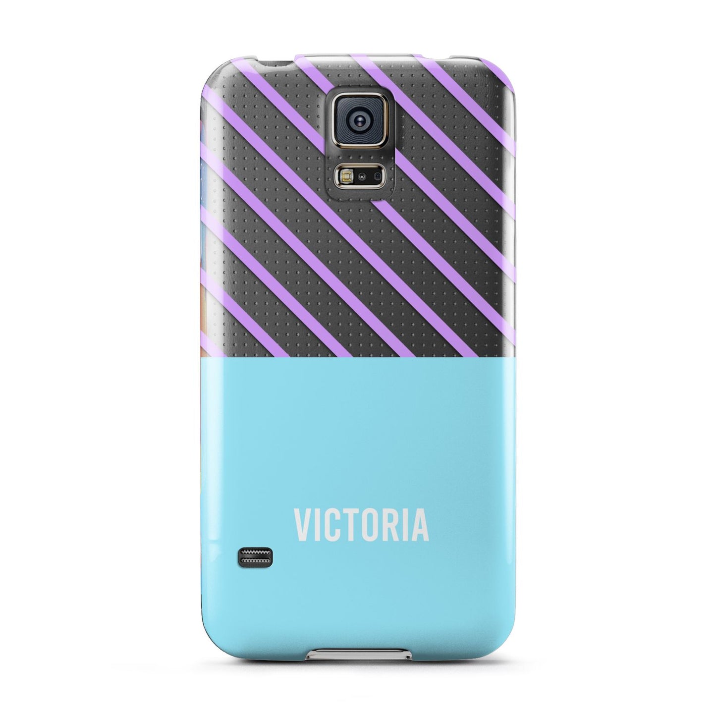 Personalised Blue Purple Stripes Samsung Galaxy S5 Case