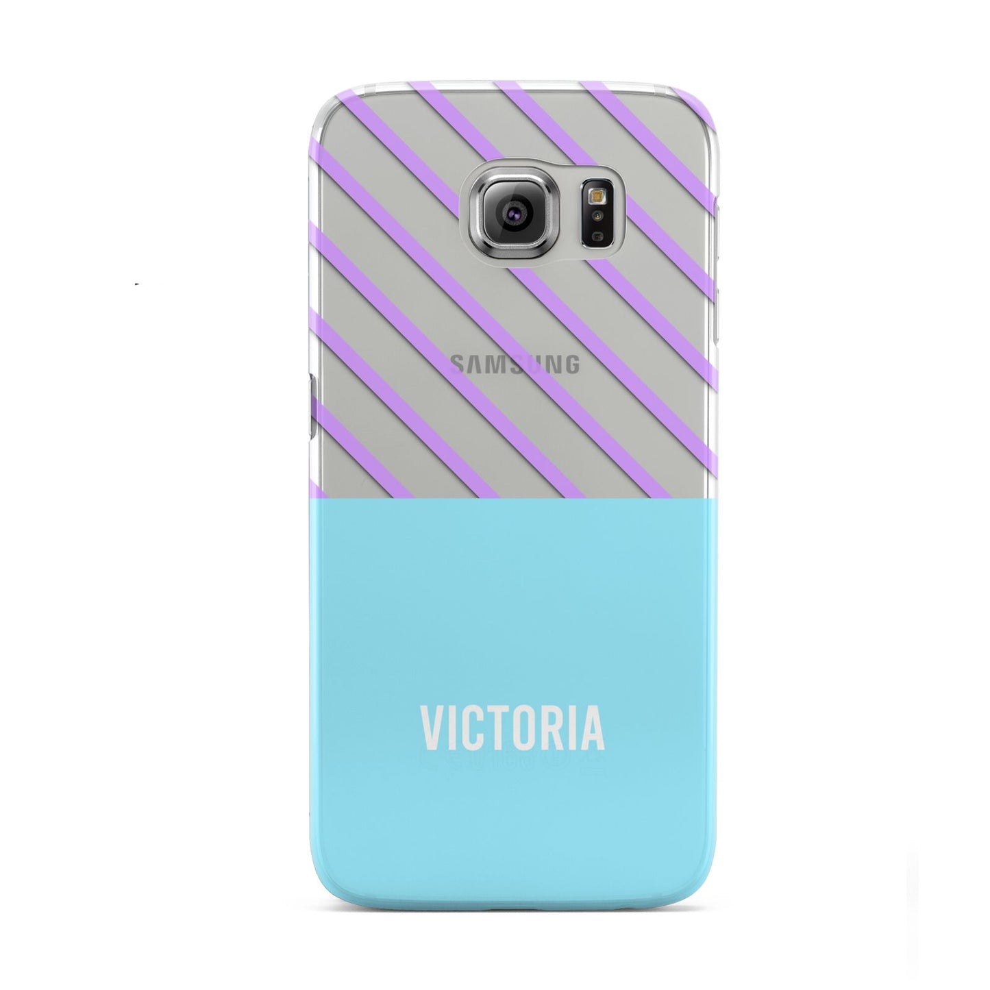 Personalised Blue Purple Stripes Samsung Galaxy S6 Case