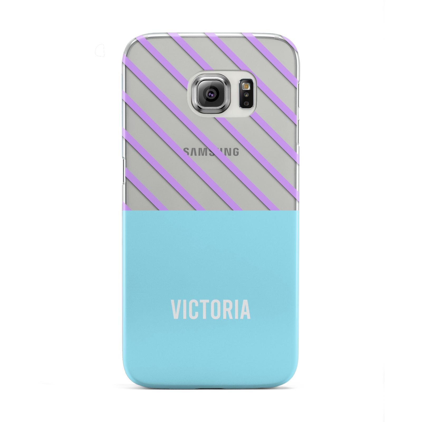 Personalised Blue Purple Stripes Samsung Galaxy S6 Edge Case