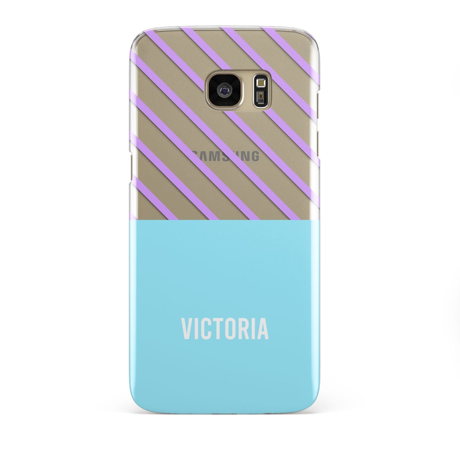 Personalised Blue Purple Stripes Samsung Galaxy S7 Edge Case