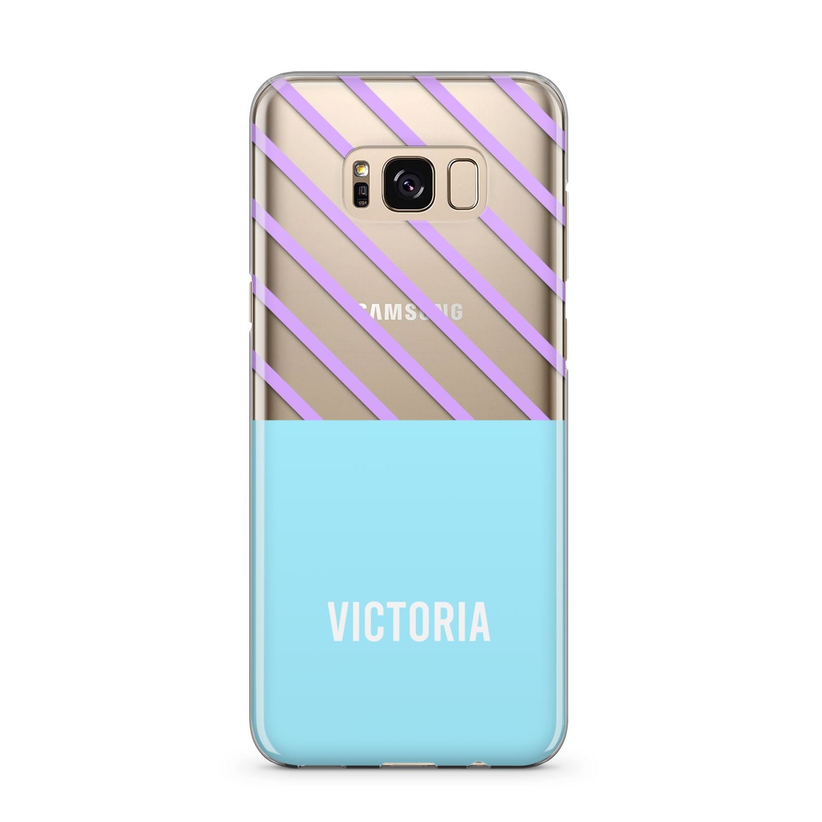 Personalised Blue Purple Stripes Samsung Galaxy S8 Plus Case