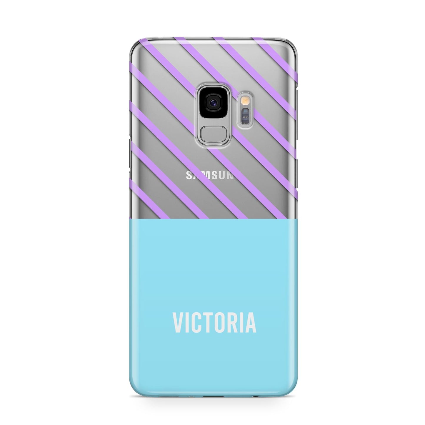 Personalised Blue Purple Stripes Samsung Galaxy S9 Case