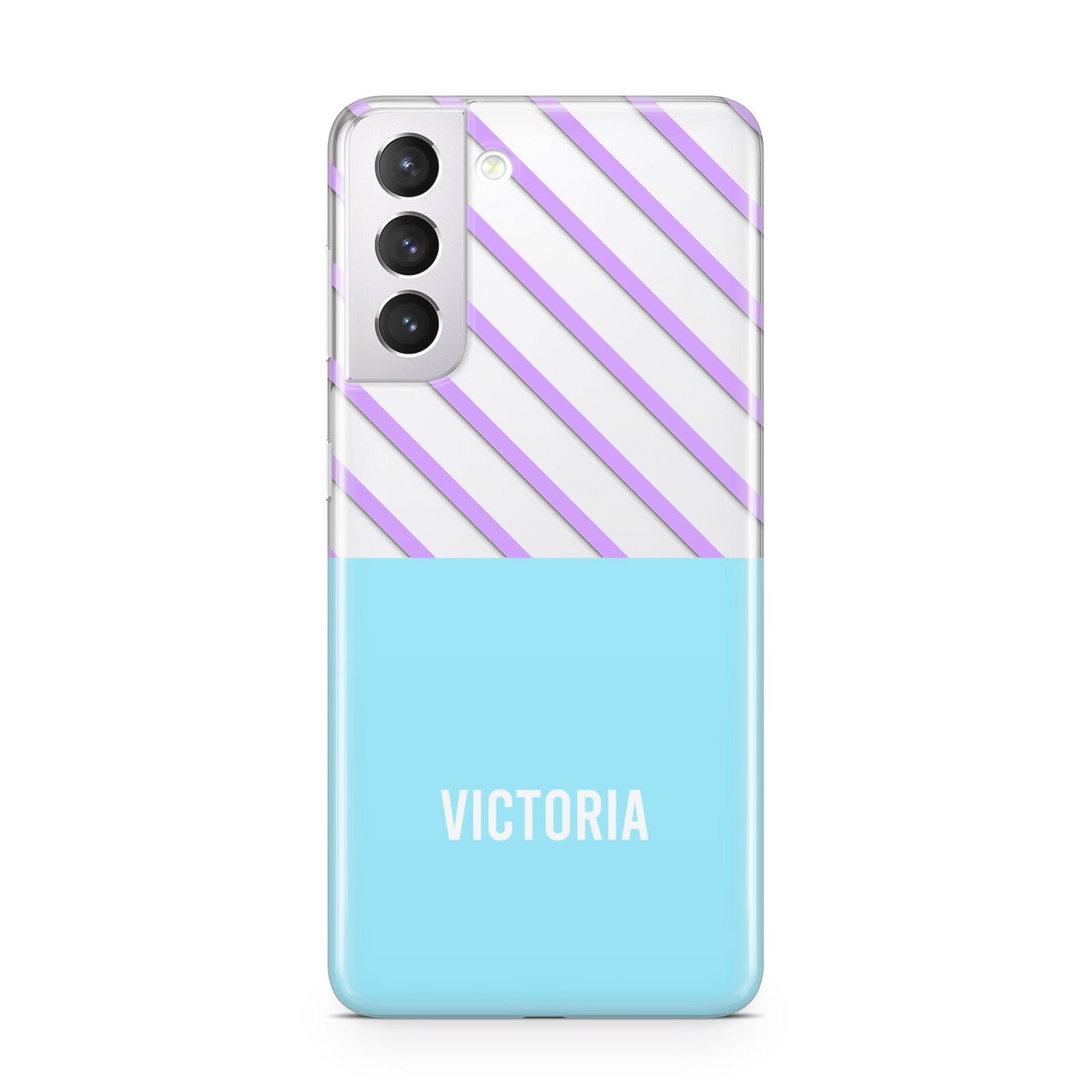 Personalised Blue Purple Stripes Samsung S21 Case