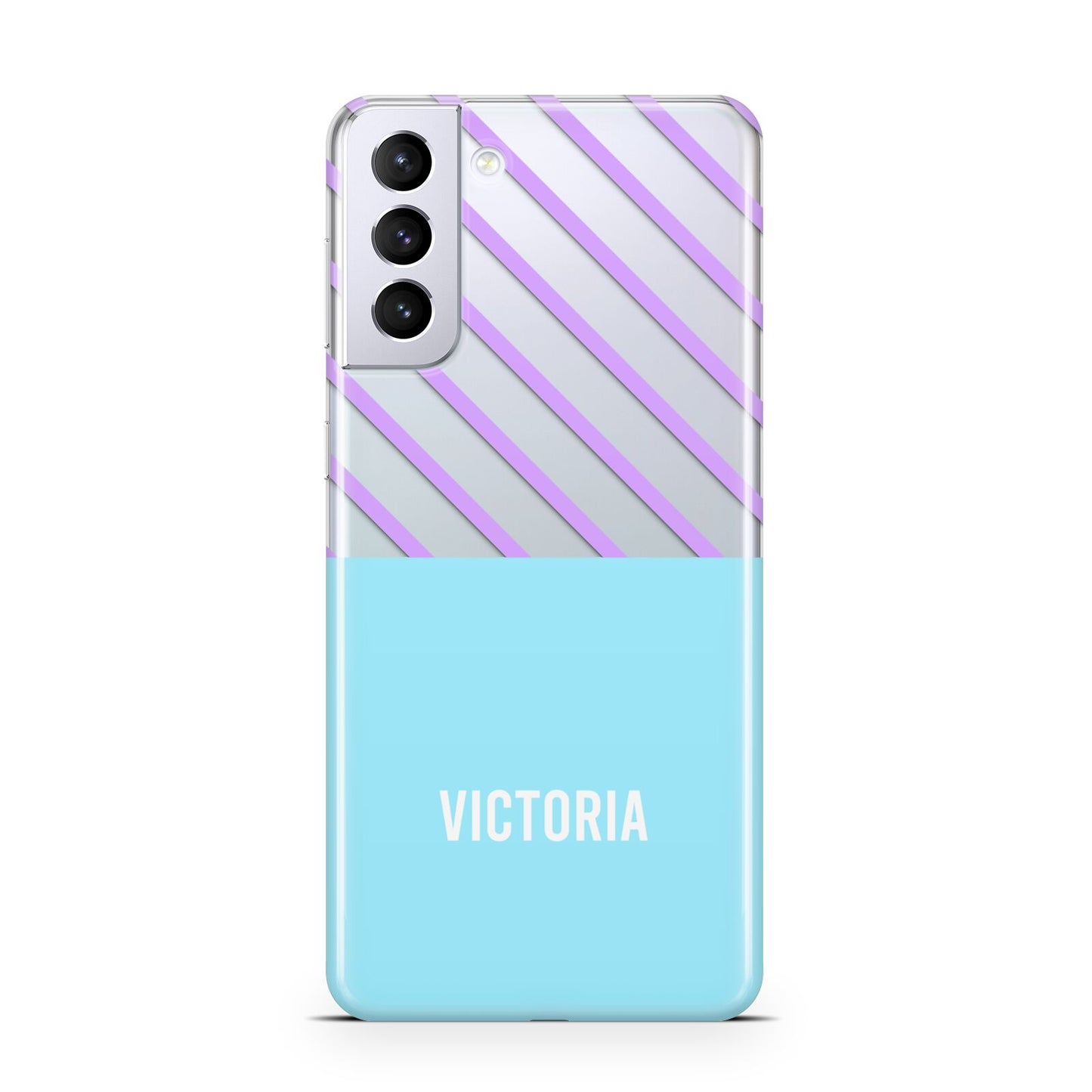 Personalised Blue Purple Stripes Samsung S21 Plus Case