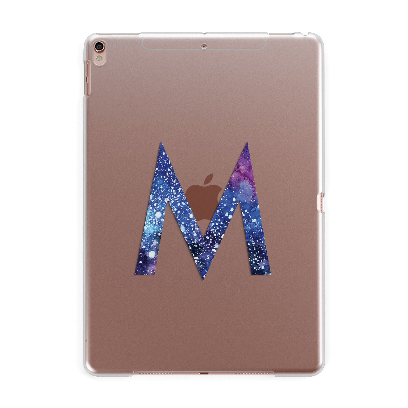 Personalised Blue Space Initial Clear Custom Apple iPad Rose Gold Case