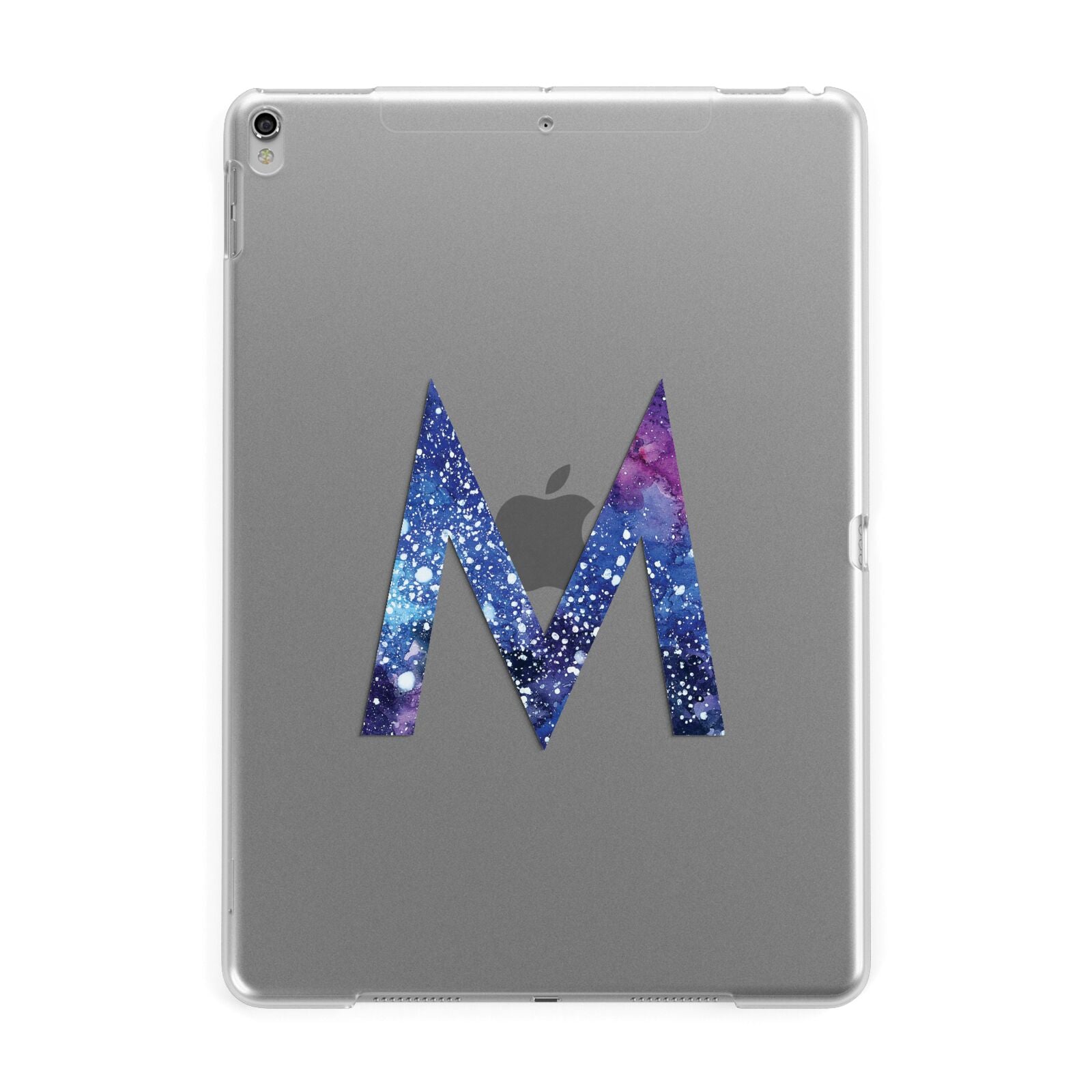 Personalised Blue Space Initial Clear Custom Apple iPad Silver Case