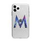 Personalised Blue Space Initial Clear Custom Apple iPhone 11 Pro Max in Silver with Bumper Case