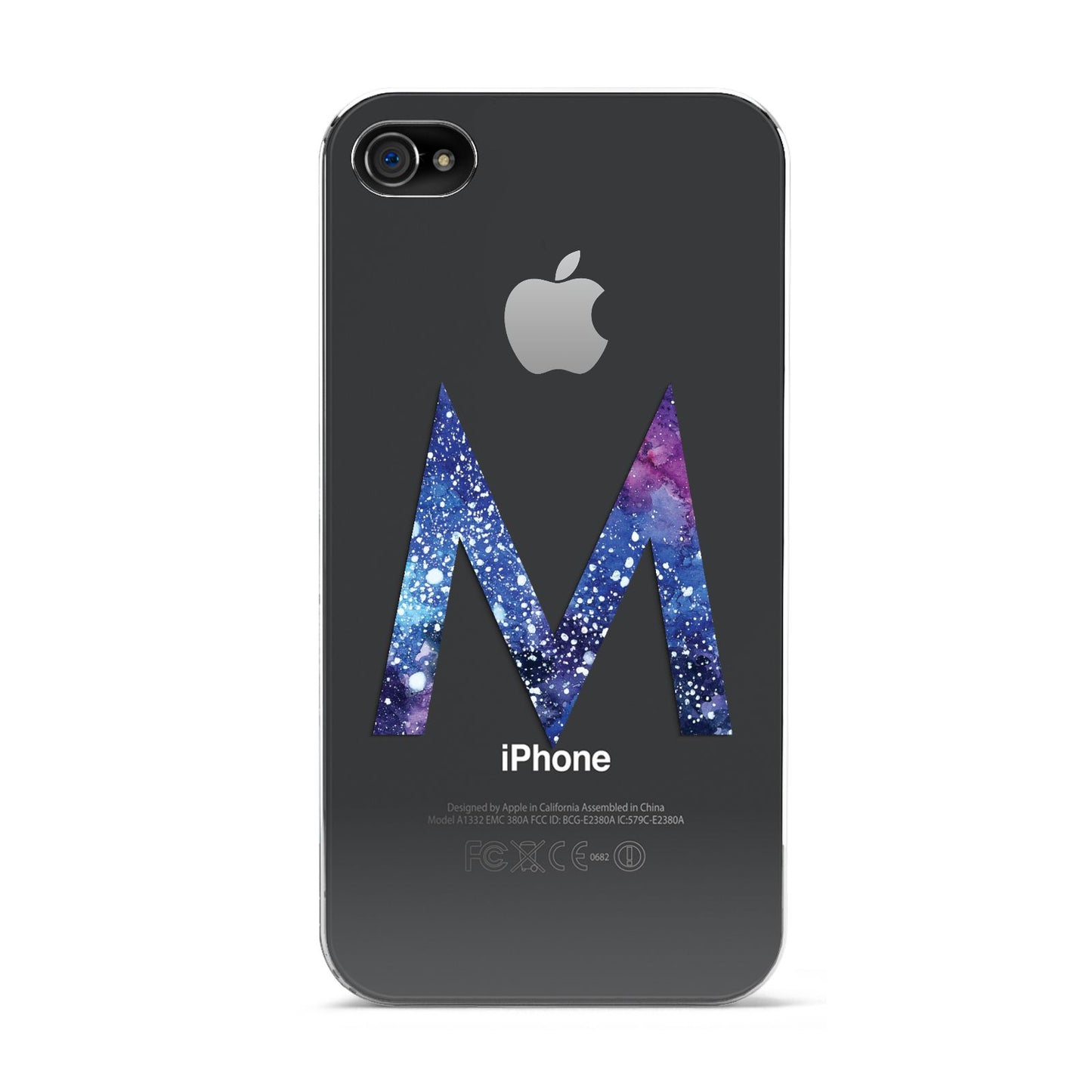 Personalised Blue Space Initial Clear Custom Apple iPhone 4s Case
