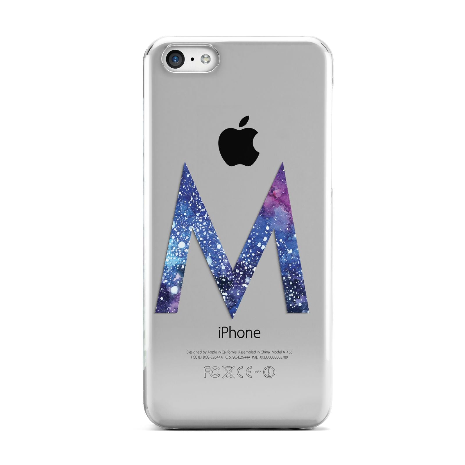Personalised Blue Space Initial Clear Custom Apple iPhone 5c Case