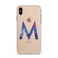 Personalised Blue Space Initial Clear Custom Apple iPhone Xs Max Impact Case Pink Edge on Gold Phone