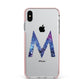 Personalised Blue Space Initial Clear Custom Apple iPhone Xs Max Impact Case Pink Edge on Silver Phone