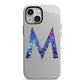 Personalised Blue Space Initial Clear Custom iPhone 13 Mini Full Wrap 3D Tough Case
