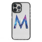 Personalised Blue Space Initial Clear Custom iPhone 13 Pro Max Black Impact Case on Silver phone