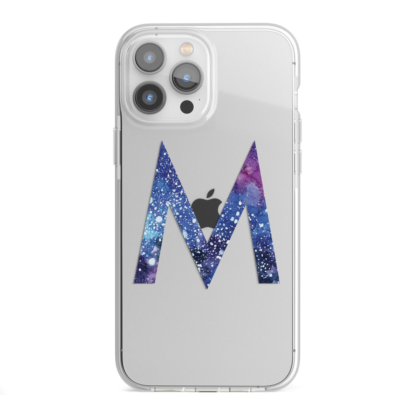 Personalised Blue Space Initial Clear Custom iPhone 13 Pro Max TPU Impact Case with White Edges