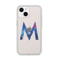 Personalised Blue Space Initial Clear Custom iPhone 14 Clear Tough Case Starlight