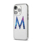 Personalised Blue Space Initial Clear Custom iPhone 14 Pro Clear Tough Case Silver Angled Image