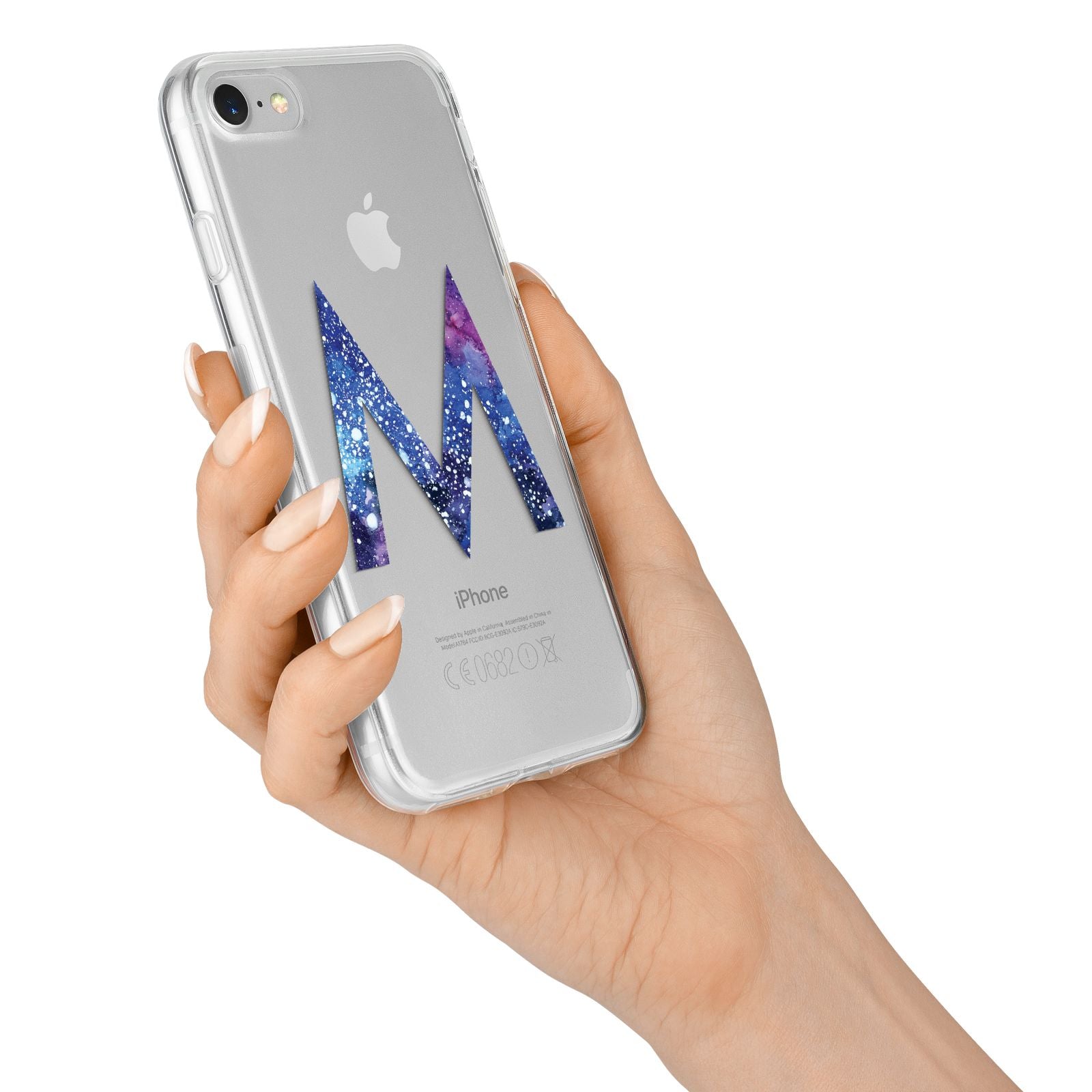 Personalised Blue Space Initial Clear Custom iPhone 7 Bumper Case on Silver iPhone Alternative Image