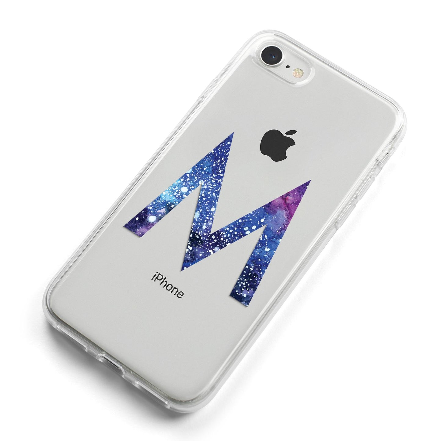 Personalised Blue Space Initial Clear Custom iPhone 8 Bumper Case on Silver iPhone Alternative Image