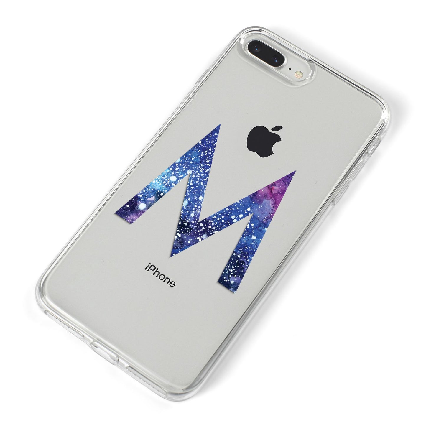 Personalised Blue Space Initial Clear Custom iPhone 8 Plus Bumper Case on Silver iPhone Alternative Image