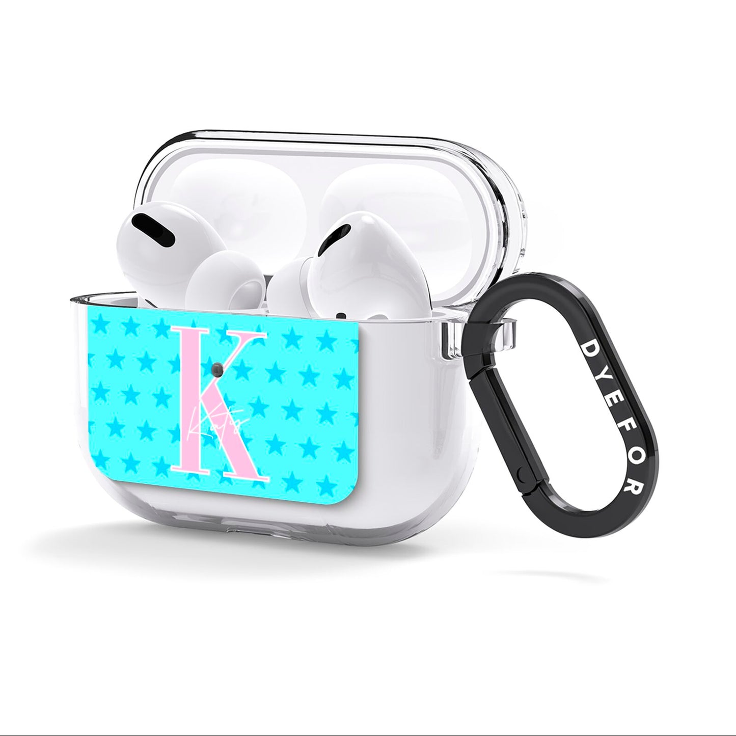 Personalised Blue Stars AirPods Clear Case 3rd Gen Side Image