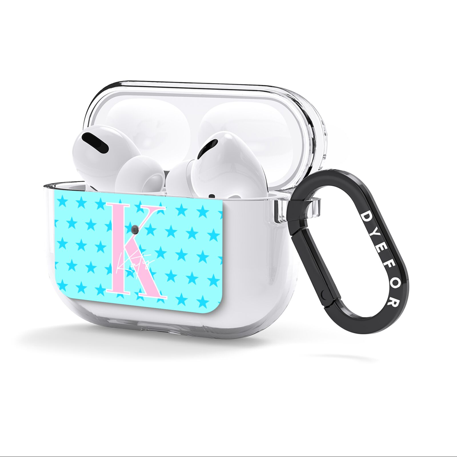 Personalised Blue Stars AirPods Clear Case 3rd Gen Side Image