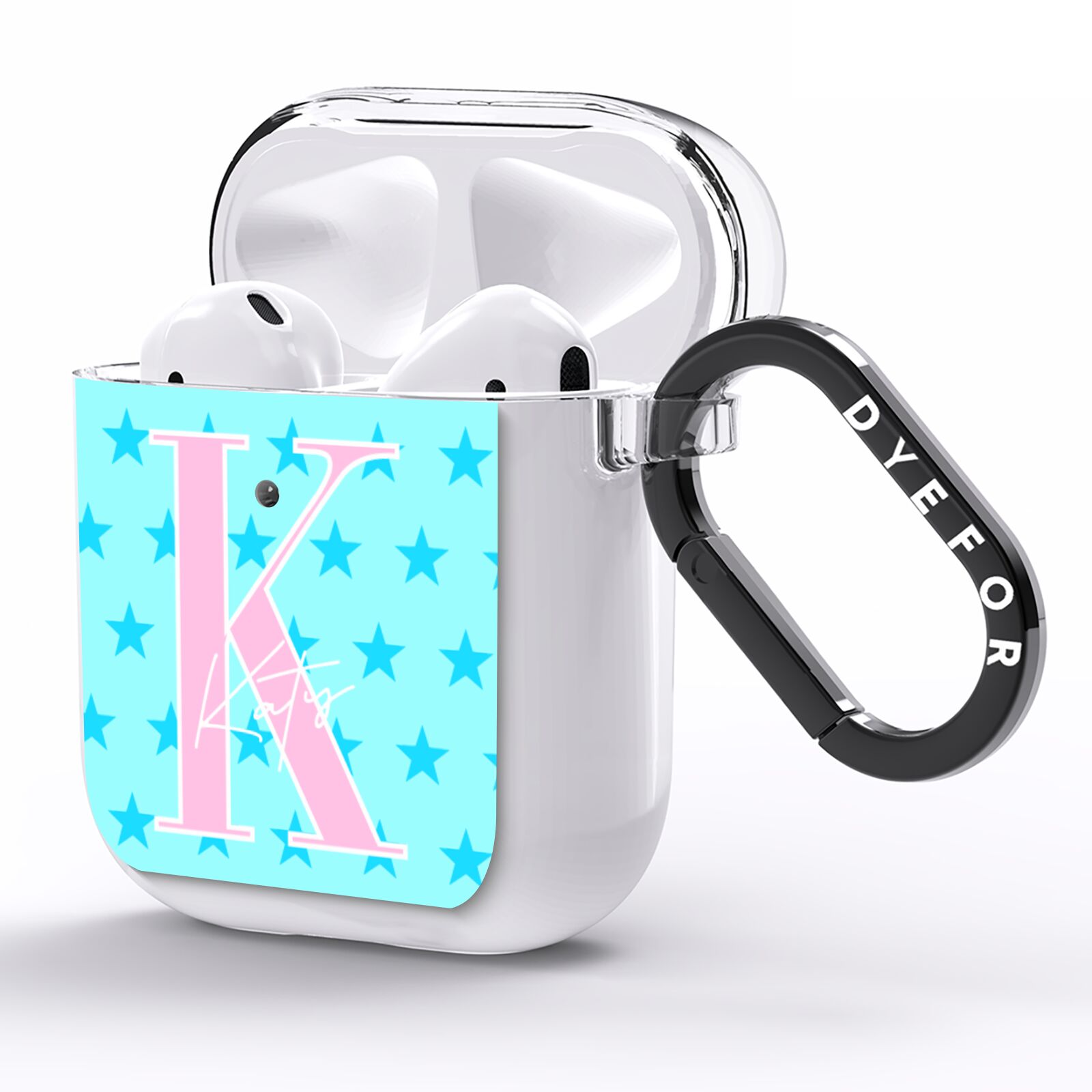 Personalised Blue Stars AirPods Clear Case Side Image