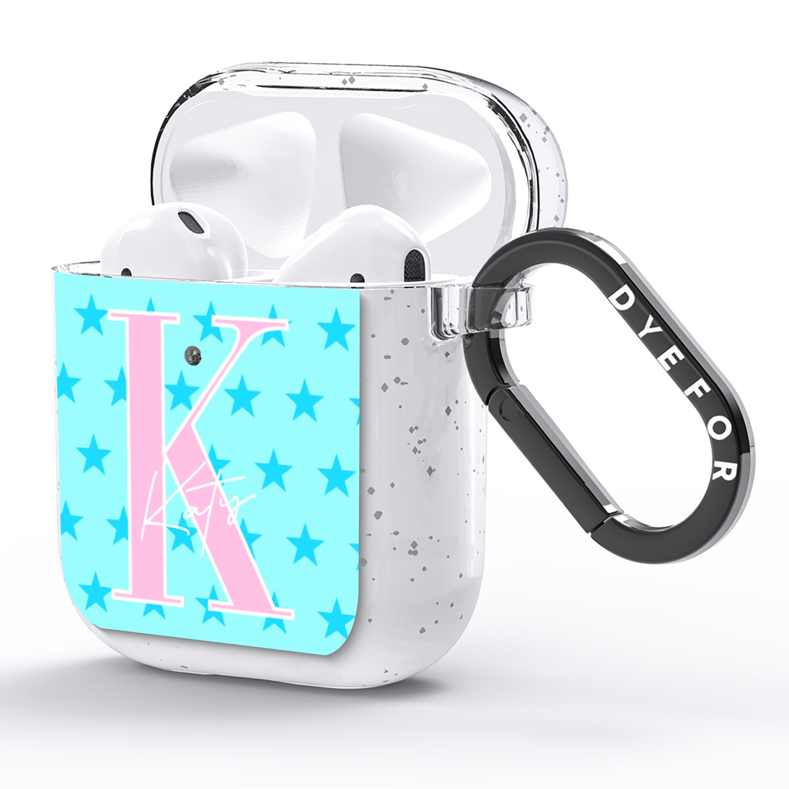 Personalised Blue Stars AirPods Glitter Case Side Image