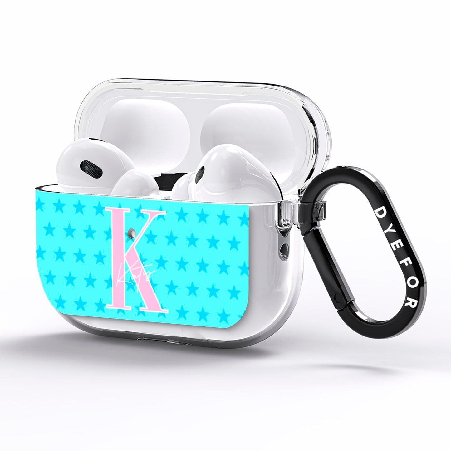 Personalised Blue Stars AirPods Pro Clear Case Side Image