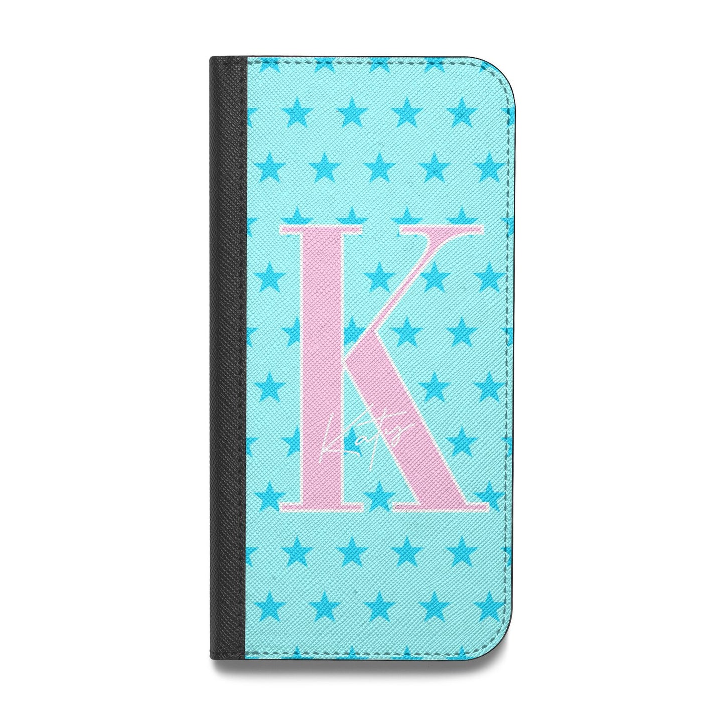 Personalised Blue Stars Vegan Leather Flip iPhone Case